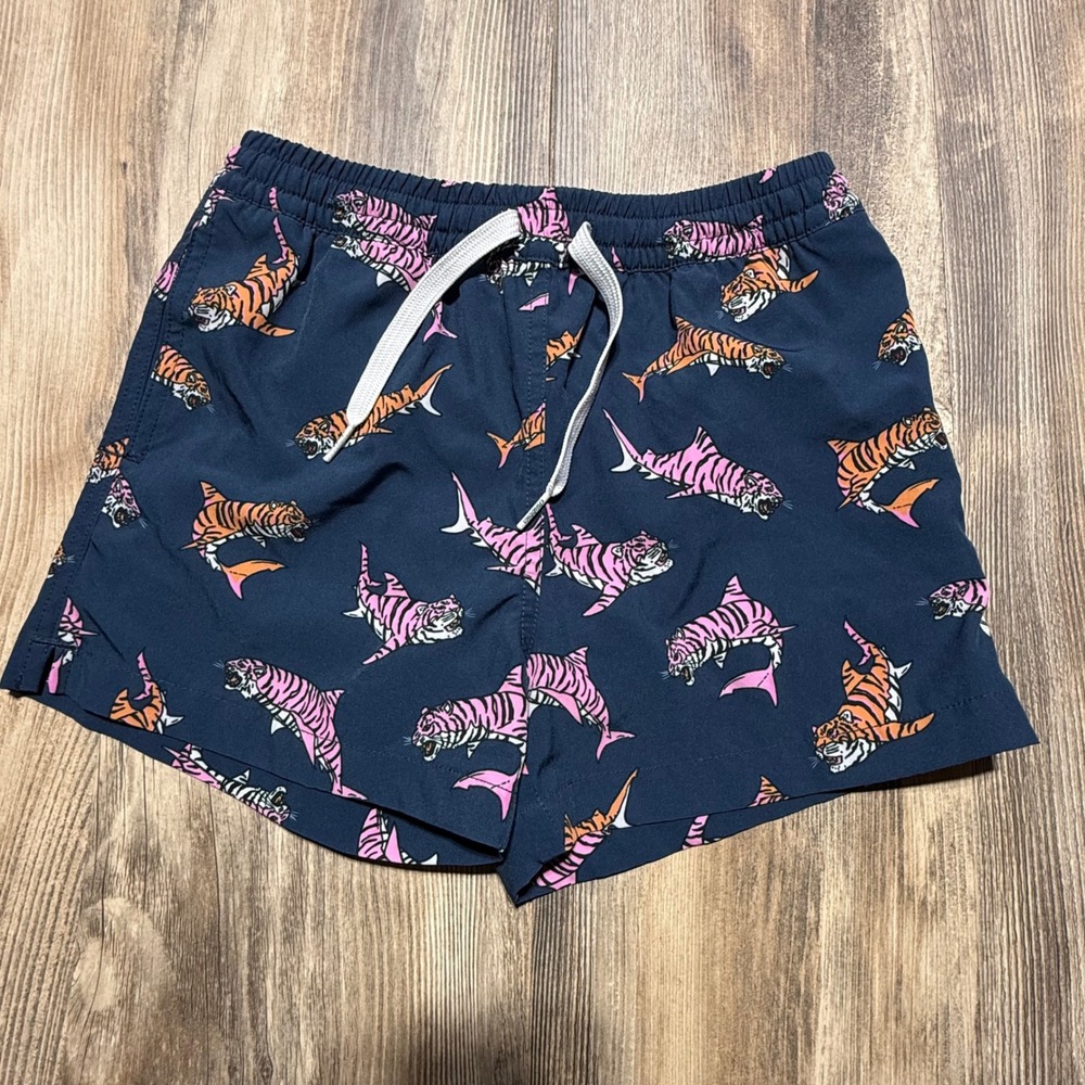 Chubbies Swim Trunks Navy Tiger Shark Print Surfchic